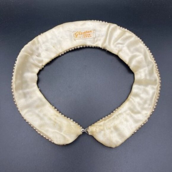 Vintage Glentex Ivory Pearl Beaded Collar 1950's 1960’s Japan Handmade LOOK READ - Picture 3 of 14